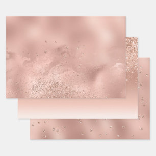 Glam Rose Gold Glitter Glitzy Sparkle Wrapping Paper Sheet