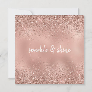 Glam Rose Gold Glitter Holiday Card
