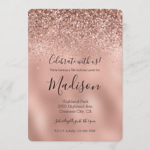 Glam Rose Gold Glitter Invitation