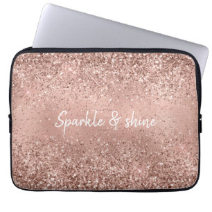 Glam Rose Gold Glitter Laptop Sleeve