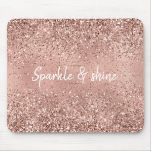 Glam Rose Gold Glitter Mouse Mat