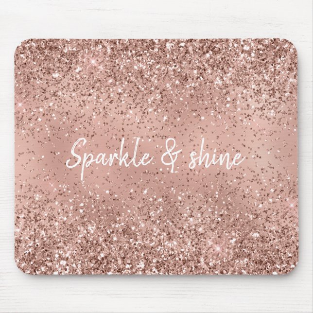 Glam Rose Gold Glitter Mouse Mat (Front)