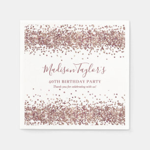 Glam Rose Gold Glitter Sparkle Confetti Birthday Napkin