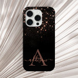Glam Rose Gold Glitter Sparkling Elegant Monogram iPhone 15 Pro Case<br><div class="desc">Create your own personalised black and rose gold diamond sparkle phone case with your custom monogram and name.</div>