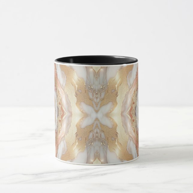 Glam Rose Gold Luxurious Trendy Marble Butterfly Mug (Center)