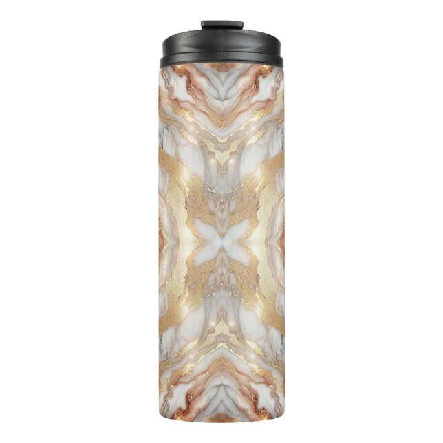 Glam Rose Gold Luxurious Trendy Marble Butterfly Thermal Tumbler (Front)