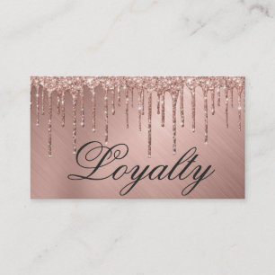 Glam Rose Gold Metallic Glitter Drips Loyalty Card