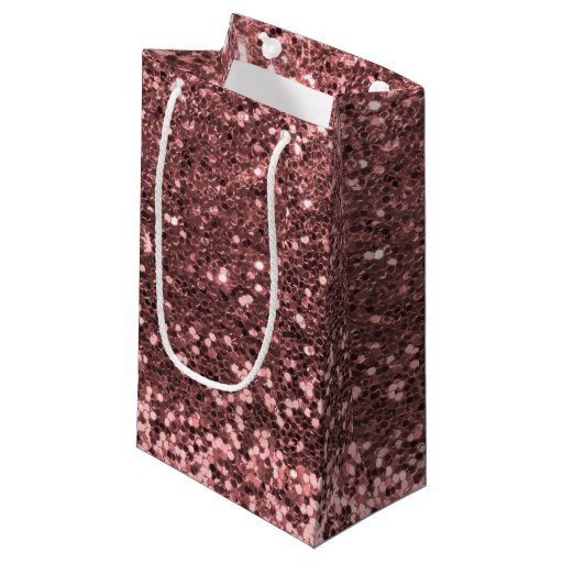 Image of Glam Rose Gold Pink Faux Glitter Print Sparkles Small Gift Bag