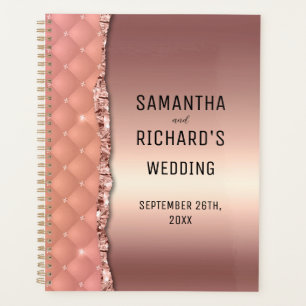 Glam Rose Gold Ripped Glitter Metallic Wedding Planner