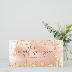 Glam rose gold snow pine logo gift certificate