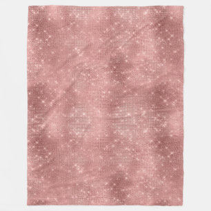 Glam Rose Gold Sparkle Fleece Blanket
