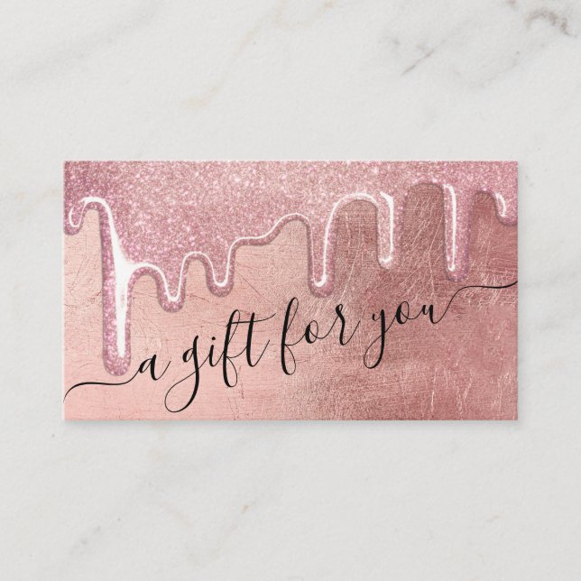 Glam Rose Gold Thick Glitter Drip Gift Certificate (Front)