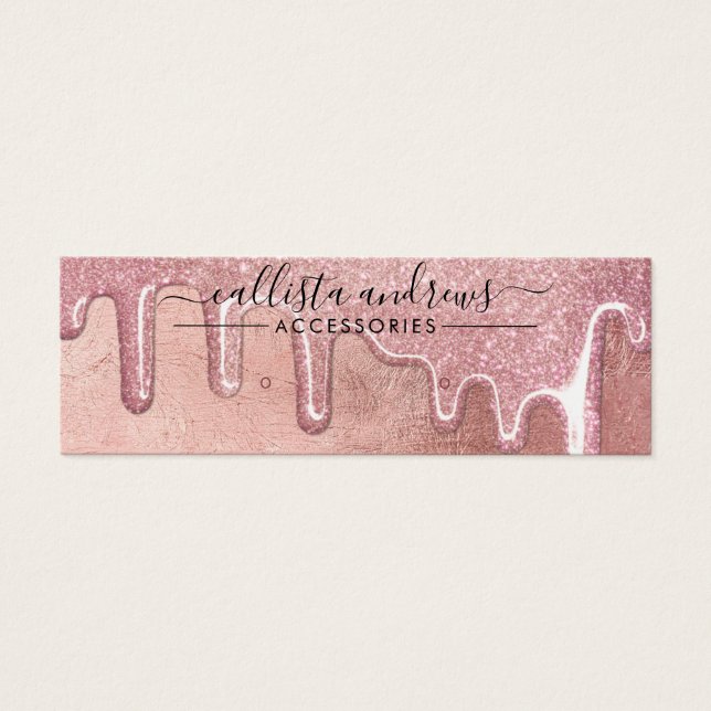 Glam Rose Gold Thick Glitter Drips Earring Display (Front)