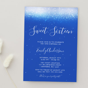 Glam Royal Blue Sweet 16 Invitation