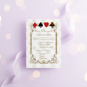 Glam Royal Gold White Art Deco 1920s Wedding RSVP Card