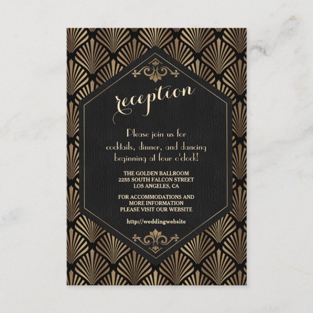 Glam Royal Roaring 20's Art Deco Wedding Details  Enclosure Card (Front)