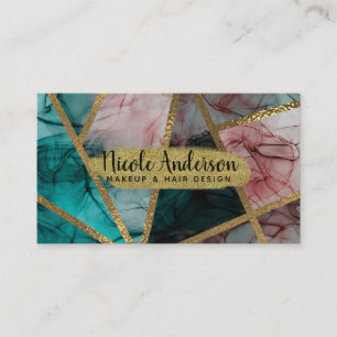 Glam Rust Blush Teal & Gold Chic Modern Glamour Business Card