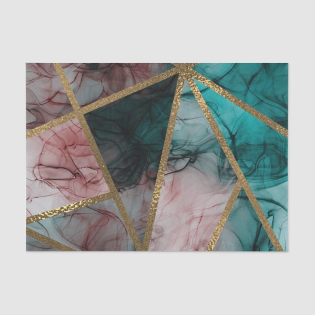 Glam Rust Blush Teal & Gold Chic Modern Wedding Tissue Paper (Front)