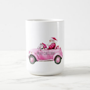 Glam Santa Pink Car Christmas Coffee Mug