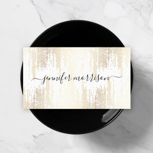 Glam Script Gold Confetti Rain Business Card