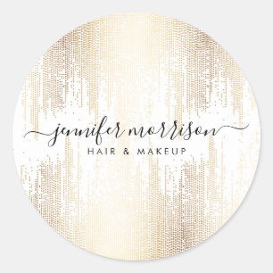 Glam Script Gold Confetti Rain Classic Round Sticker