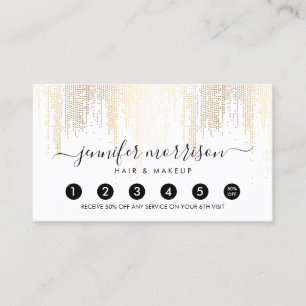 Glam Script Gold Confetti Rain Loyalty Card