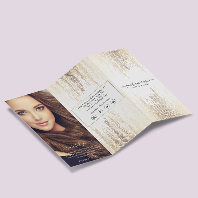Glam Script Gold Confetti Rain Tri-Fold Brochure (Creator Uploaded)