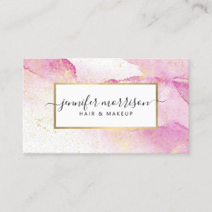 Glam Script Pink Watercolor with Faux Gold Dust Business Card