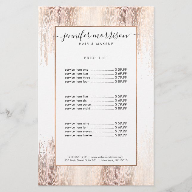 Glam Script Rose Gold Confetti Rain Flyer (Front)