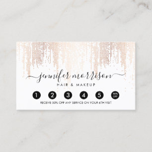 Glam Script Rose Gold Confetti Rain Loyalty Card