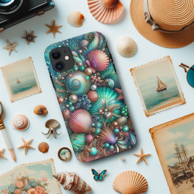 Glam Seashell Splendour Mint Coral  Case-Mate iPhone Case (Creator Uploaded)