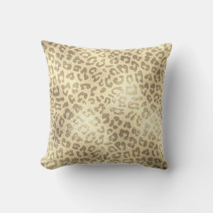 Glam Sepia Gold Animal Lampart Skin Luxury Cushion