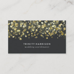 Glam Sequins Chic Faux Gold Foil Business Card