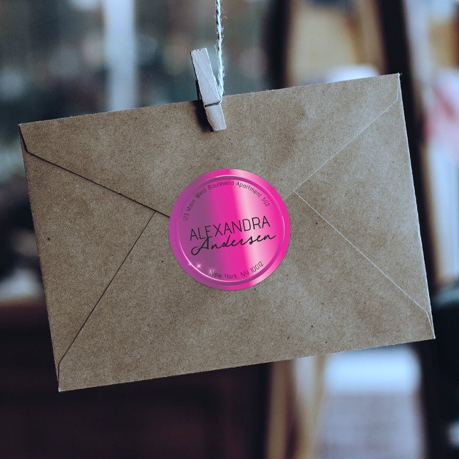 Glam Shiny Magenta Metallic Return Address Label (Creator Uploaded)