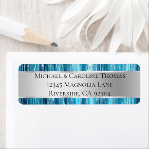 Glam Silver Aqua Glitzy Stripes Wedding