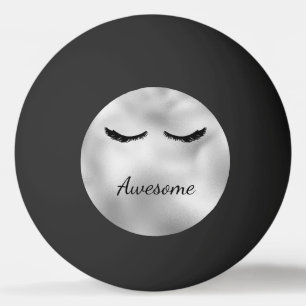 Glam Silver Black Eyelashes Awesome Personalised Ping Pong Ball