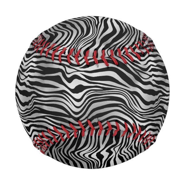 Glam Silver Black Zebra Print Baseball (Front)