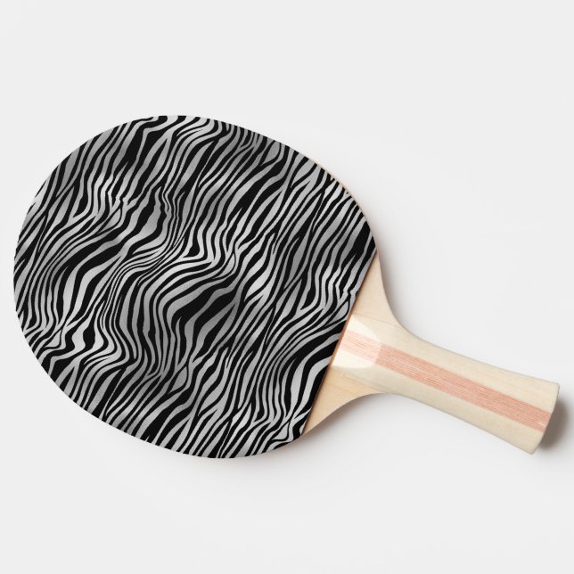 Glam Silver Black Zebra Print Ping Pong Paddle (Side)