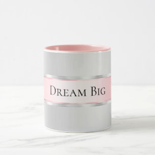Glam Silver Blush Pink Ribbon  Mug