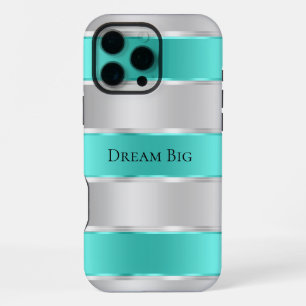 Glam Silver Chic Mint Ribbon iPhone 16 Pro Max Case