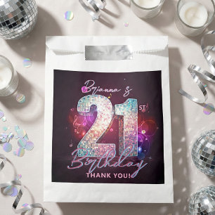 Glam Silver Disco Ball Music Notes 21st Birthday Favour Bags