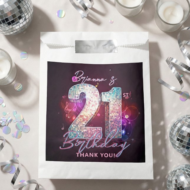 Glam Silver Disco Ball Music Notes 21st Birthday Favour Bags (Creator Uploaded)