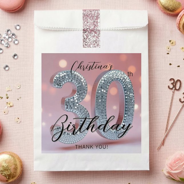 Glam Silver Disco Ball Pink 30th Birthday Favour Bags (Creator Uploaded)