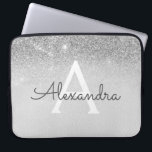 Glam Silver Glitter and Sparkle Chic Monogrammed Laptop Sleeve<br><div class="desc">Silver Ombre Faux Glitter and Sparkle Modern and Elegant Monogram Case. This case can be customised to include your initial and first name.</div>