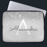 Glam Silver Glitter and Sparkle Chic Monogrammed Laptop Sleeve<br><div class="desc">Silver Ombre Faux Glitter and Sparkle Modern and Elegant Monogram Case. This case can be customised to include your initial and first name.</div>