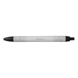 Glam, Silver Glitter Black Ink Pen