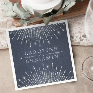 Glam silver glitter deco vintage wedding monogram napkin