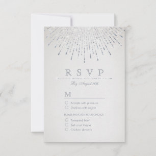 Glam silver glitter deco vintage wedding RSVP