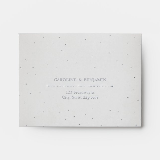 Glam silver glitter deco vintage wedding RSVP Envelope (Front)