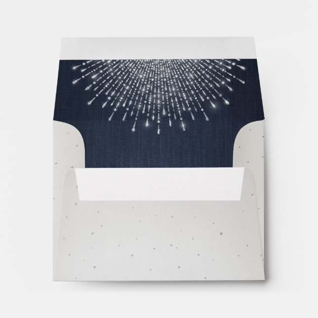 Glam silver glitter deco vintage wedding RSVP Envelope (Back (Bottom))